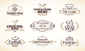 9 restaurant menu symbol vector